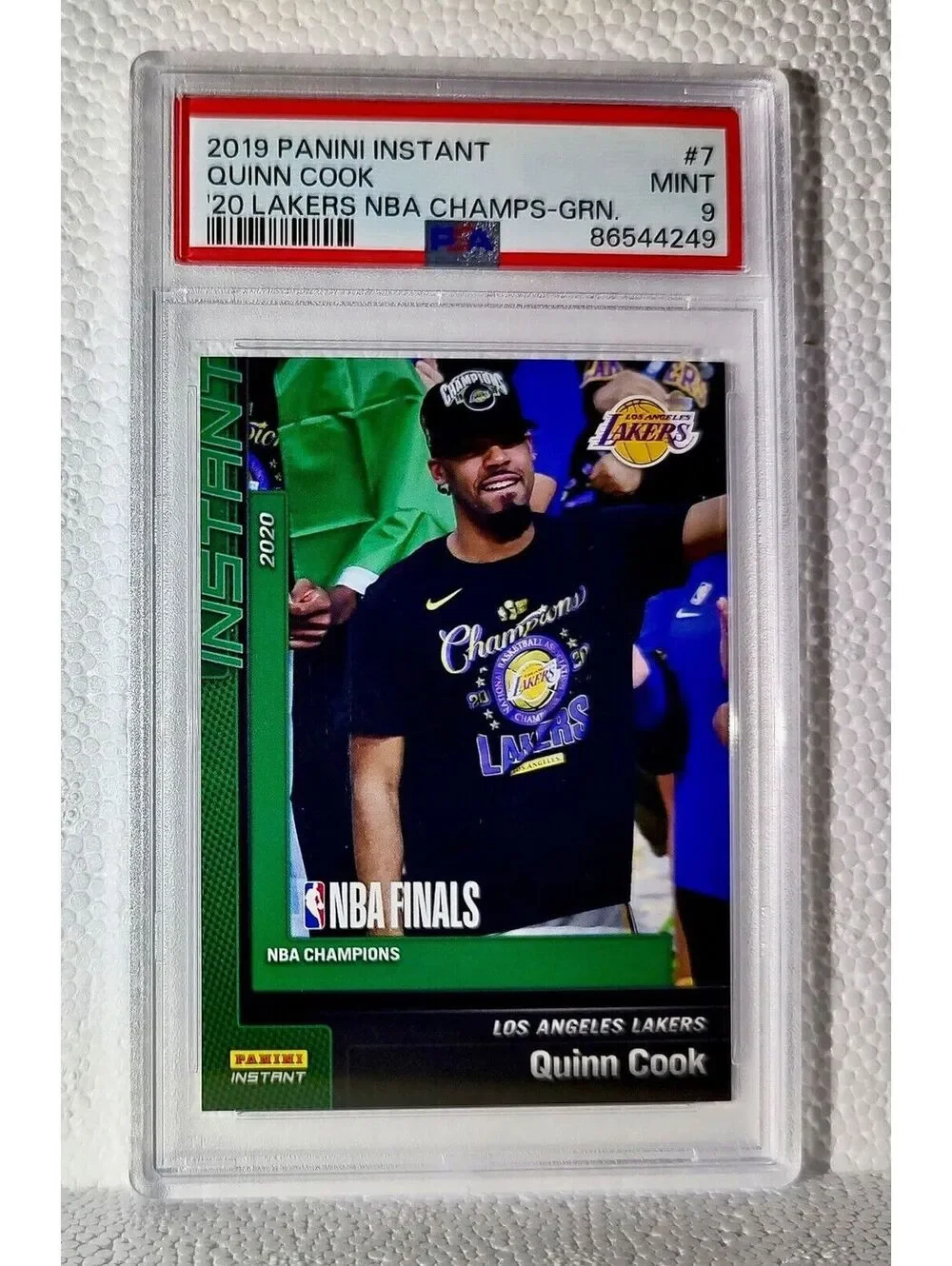 Quinn Cook 2020 Panini LA Lakers NBA Champions #7 Green Card 10/10 PSA 9 Mint